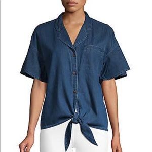 Vero Moda Flavia Flounce Sleeve Chambray D…